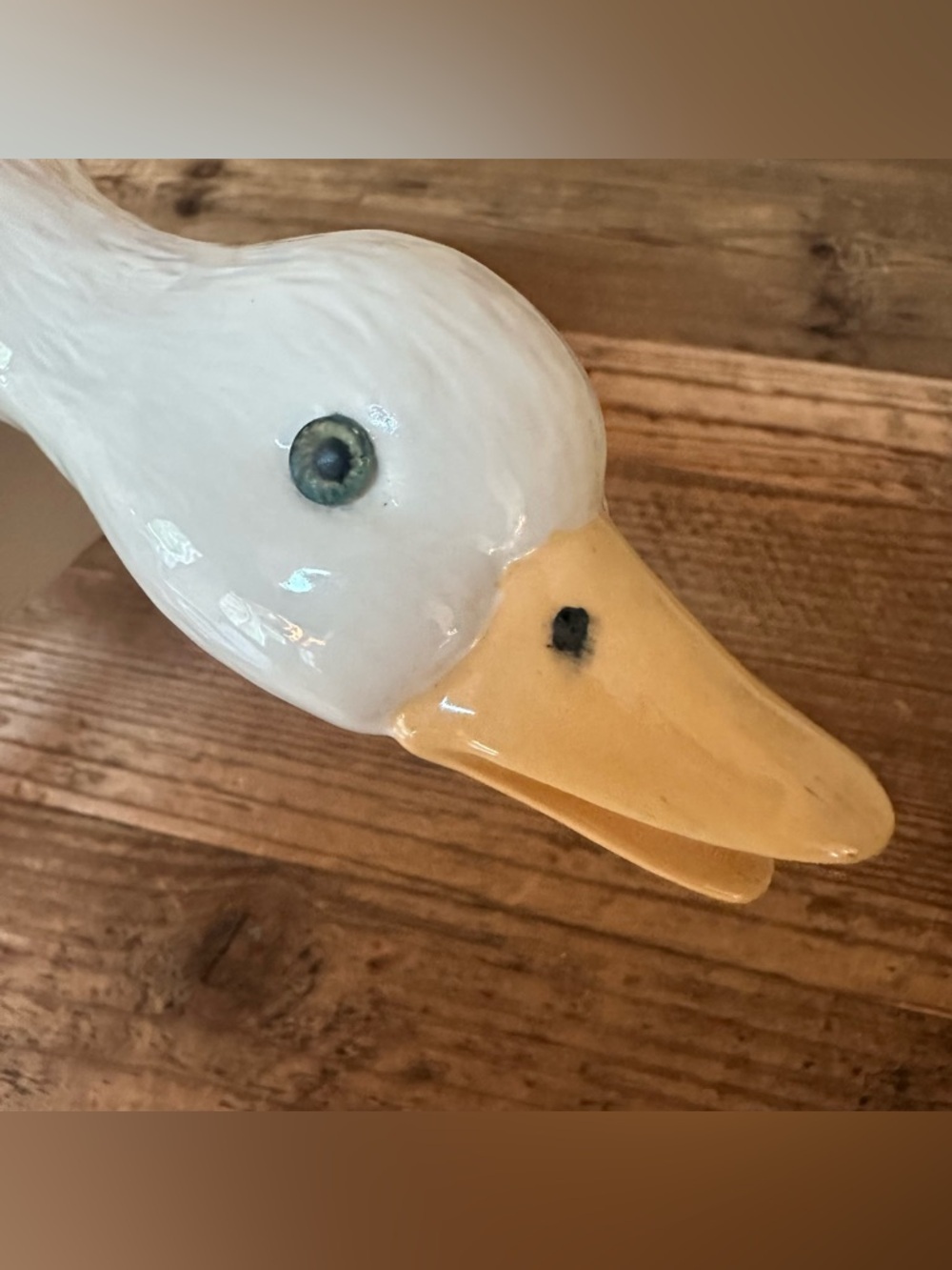 Vintage White Ceramic Goose Planter & Mini Duck Figurine Set Farmhouse Decor - Picture 5 of 11